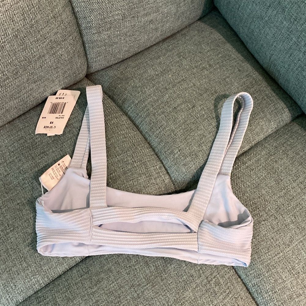 NWT L*Space Jess Ribbed Bikini Top Light Blue Sz.XS - Picture 9 of 10